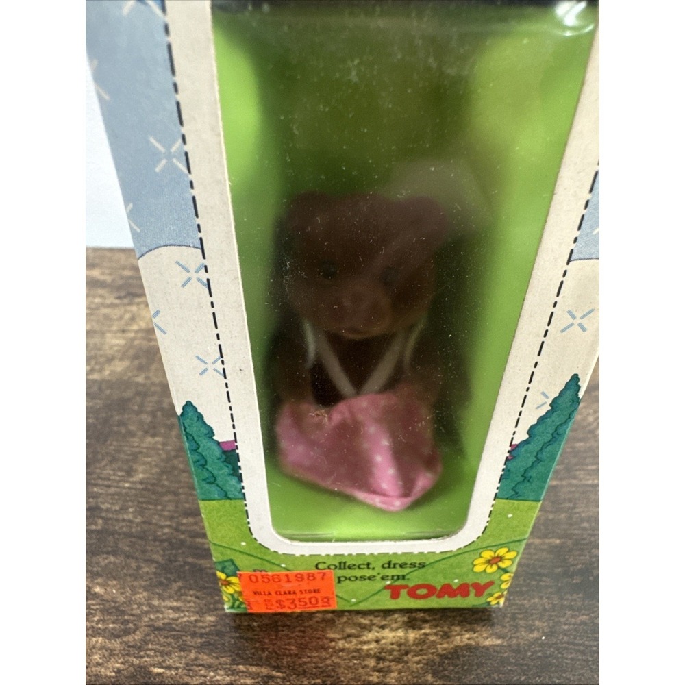 Sylvanian Families Brown Bear Pink Dress, Tomy, 1985 Epoch Co. Ltd. 2804 New - Picture 2 of 6